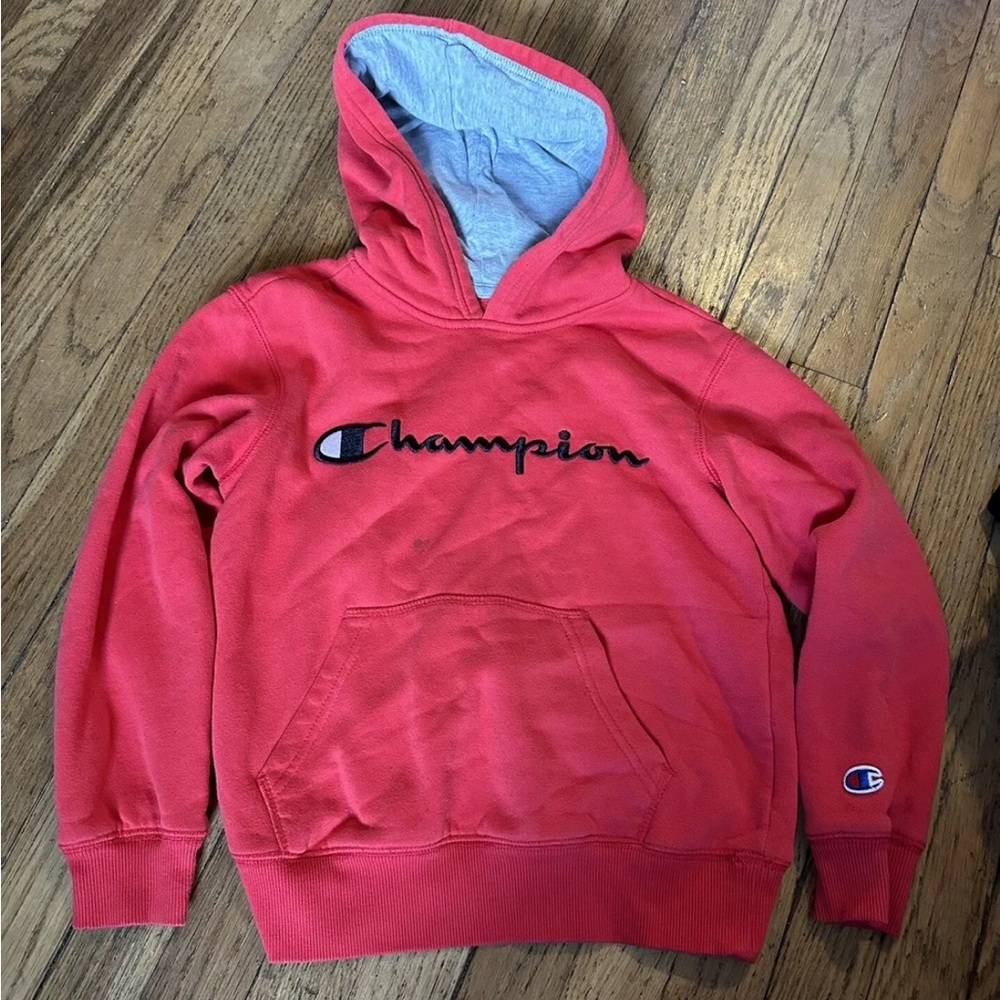 Champion Sweatsuit Boys Kids size Small Black Red Logo 2 Pieces Jacket Pants Set